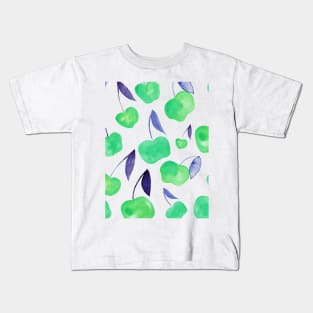 Watercolor cherries - green and blue Kids T-Shirt